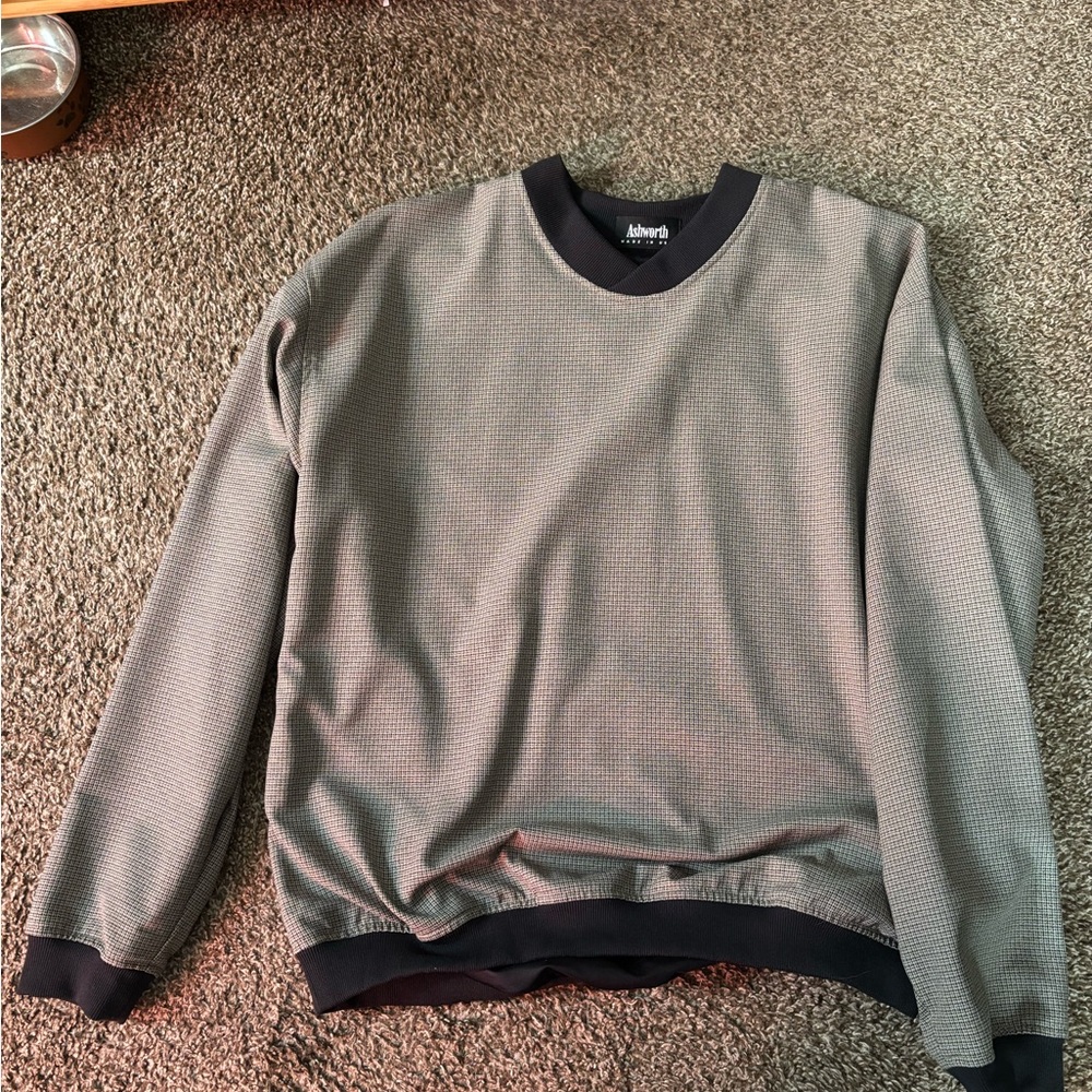 Ashworth Men's Black and Gray/tan Crewneck Sweater